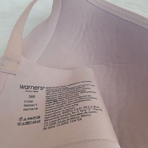 Warners Women's Beige Wireless Bra Size 38B Style RM0561T - Picture 3 of 3